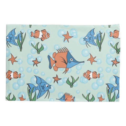 Cute Cartoon Fish Kussensloop (Achterkant-Links)