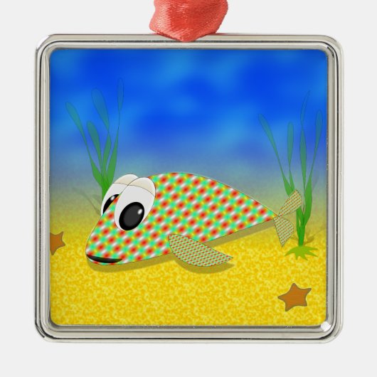 Cute Cartoon Fish Metalen Ornament (Voorkant)