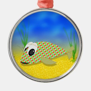 Cute Cartoon Fish Metalen Ornament