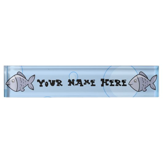 Cute Cartoon Fish Naambordje (Voorkant)