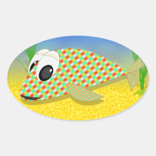 Cute Cartoon Fish Ovale Sticker