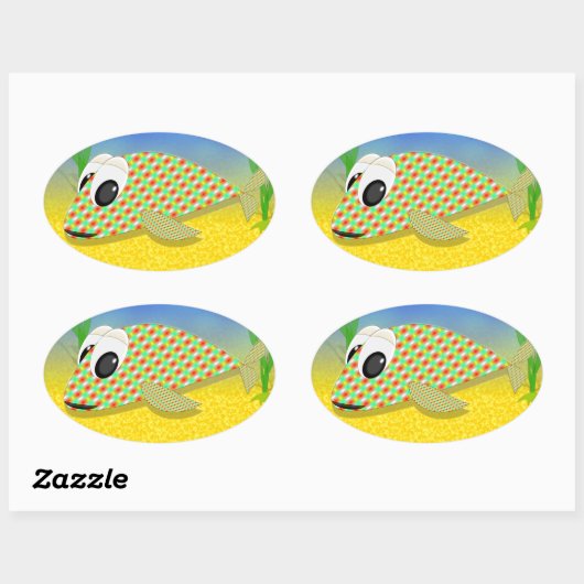 Cute Cartoon Fish Ovale Sticker (Vel)