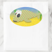 Cute Cartoon Fish Ovale Sticker (Tas)