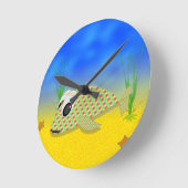 Cute Cartoon Fish Ronde Klok (Hoek)