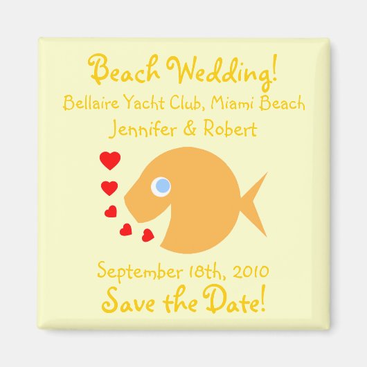 Cute Cartoon Fish Save the Date Beach Wedding Magneet (Voorkant)