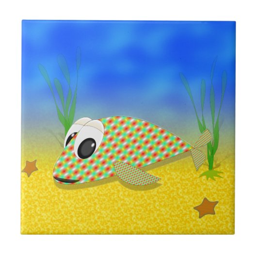 Cute Cartoon Fish Tegeltje (Voorkant)