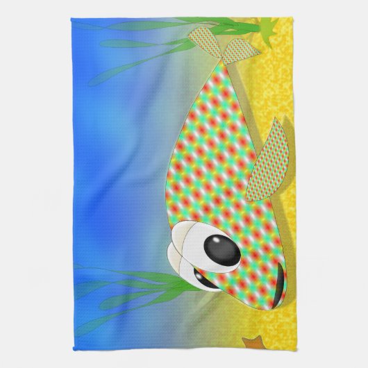 Cute Cartoon Fish Theedoek (Verticaal)