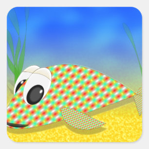 Cute Cartoon Fish Vierkante Sticker