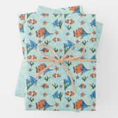 Cute Cartoon FisWrapping Paper Flat Sheet Set van  (In situ)