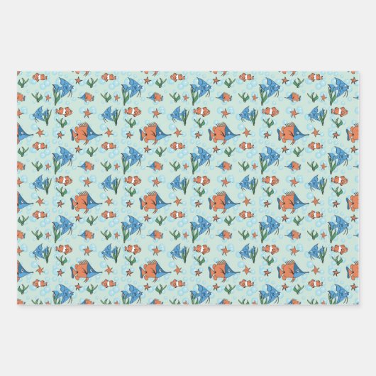 Cute Cartoon FisWrapping Paper Flat Sheet Set van  (Voorkant)