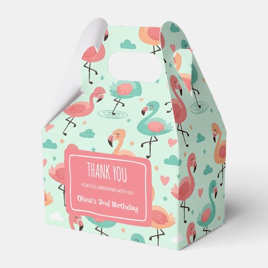 Cute Cartoon Flamingo Patroon Bedankdoosjes (Voorkant Zijde)