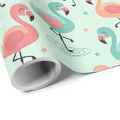 Cute Cartoon Flamingo Patroon Cadeaupapier (Rol Hoek)