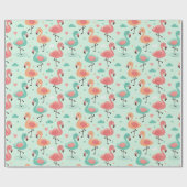 Cute Cartoon Flamingo Patroon Cadeaupapier (Vlak)