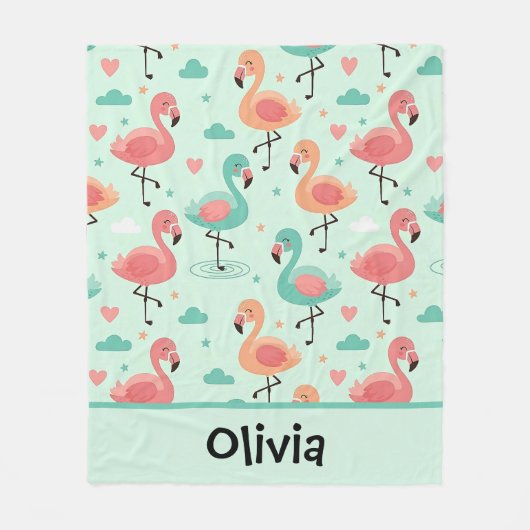 Cute Cartoon Flamingo Patroon Fleece Deken (Voorkant)