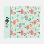 Cute Cartoon Flamingo Patroon Fleece Deken (Voorkant (Horizontaal))