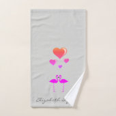 Cute Cartoon Flamingos in Love-Personalized Bad Handdoek (Handdoek)