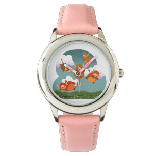 Cute Cartoon Floating Highland Cows Watch Horloge