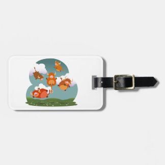 Cute Cartoon Floating Highland Koe Bagagelabel