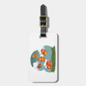 Cute Cartoon Floating Highland Koe Bagagelabel (Voorkant verticaal)