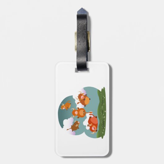 Cute Cartoon Floating Highland Koe Bagagelabel (Achterkant verticaal)