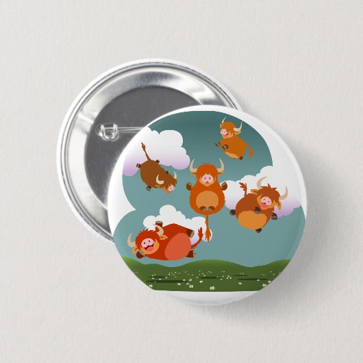 Cute Cartoon Floating Highland Koe Button Badge (Voorkant /achterkant)