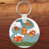 Cute Cartoon Floating Highland Koe Sleutelhanger (Voorkant)