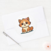 Cute Cartoon Floral Cat Sticker – Kitten Design (Envelop)