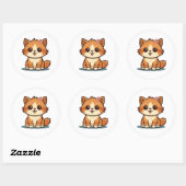 Cute Cartoon Floral Cat Sticker – Kitten Design (Vel)