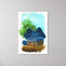 Cute Cartoon Fluffy Blue Cat Ilustration