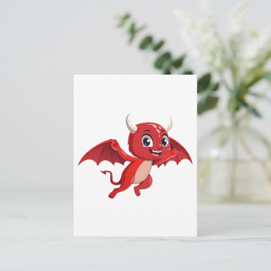 Cute cartoon flying devil briefkaart (Staand voorkant)