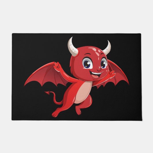 Cute cartoon flying devil deurmat (Voorkant)