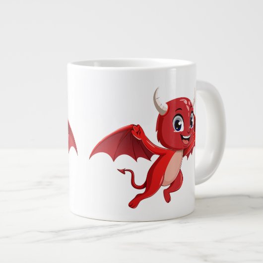 Cute cartoon flying devil grote koffiekop (Voorkant rechts)