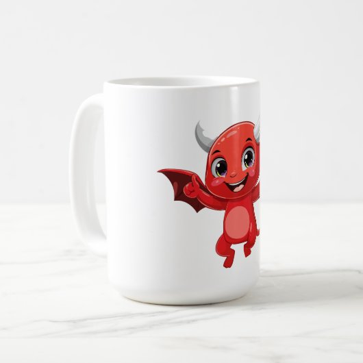 Cute cartoon flying devil koffiemok (Voorkant links)