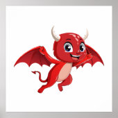 Cute cartoon flying devil poster (Voorkant)