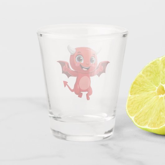 Cute cartoon flying devil shot glas (Achterkant)