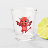 Cute cartoon flying devil shot glas (Voorkant)