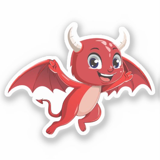 Cute cartoon flying devil sticker (Voorkant)