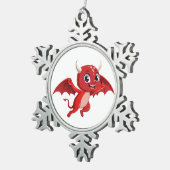 Cute cartoon flying devil tin sneeuwvlok ornament (Rechts)