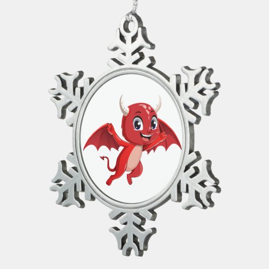 Cute cartoon flying devil tin sneeuwvlok ornament (Rechts)