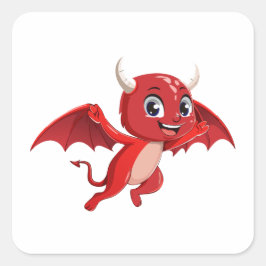 Cute cartoon flying devil vierkante sticker