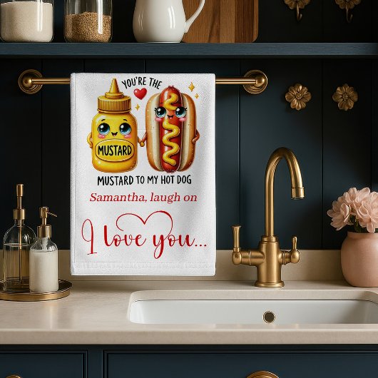Cute Cartoon Food Towel Custom Name Valentine Theedoek