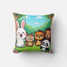 Cute Cartoon Forest Animals Friends  Kussen