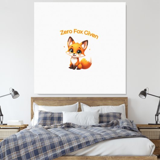 Cute Cartoon Fox – Adorable Kawaii Style Canvas Afdruk (Insitu (Slaapkamer))