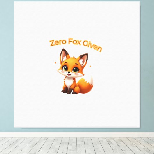 Cute Cartoon Fox – Adorable Kawaii Style Canvas Afdruk (Insitu (Houten vloer))