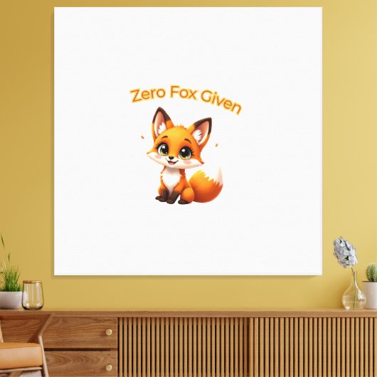 Cute Cartoon Fox – Adorable Kawaii Style Canvas Afdruk (Insitu (Woonkamer))