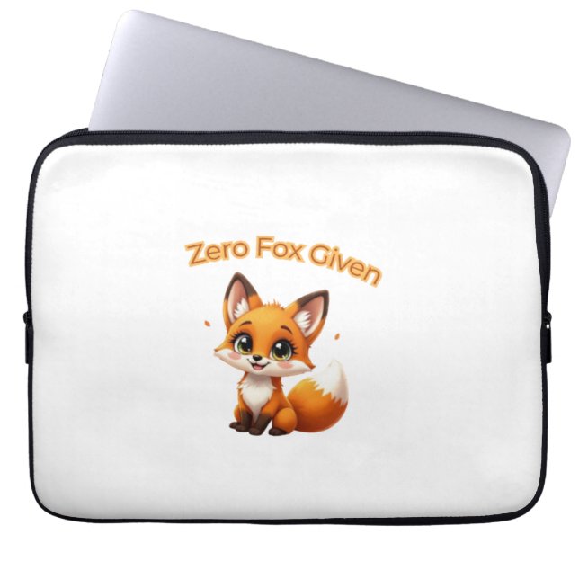 Cute Cartoon Fox – Adorable Kawaii Style Laptop Sleeve (Voorkant)