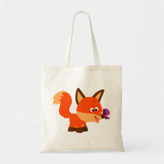 Cute Cartoon Fox and Butterfly Bag Tote Bag