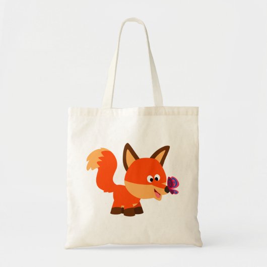 Cute Cartoon Fox and Butterfly Bag Tote Bag (Voorkant)