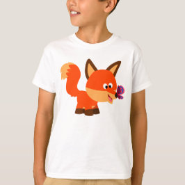 Cute Cartoon Fox and Butterfly Children T-Shirt
