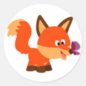 Cute Cartoon Fox and Butterfly Sticker (Voorkant)